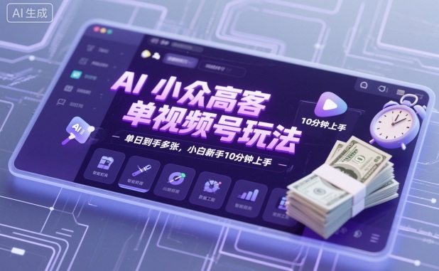 AI小众高客单视频号玩法，单日到手多张，小白新手10分钟上手-韬哥副业项目资源网