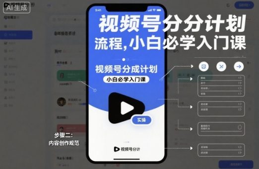视频号分成计划实操流程，小白必学入门课-韬哥副业项目资源网