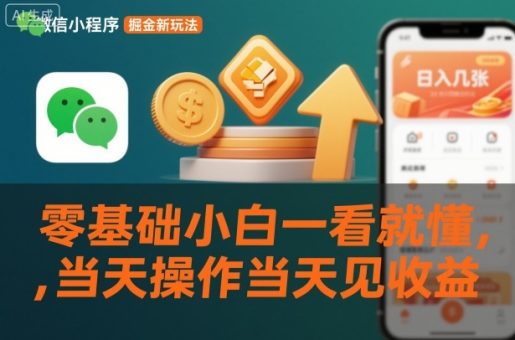 微信小程序掘金新玩法,日入几张,零基础小白一看就懂,当天操作当天见收益【揭秘】-韬哥副业项目资源网