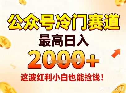 公众号冷门赛道，最高日入1k+，这波红利小白也能捡钱！-韬哥副业项目资源网