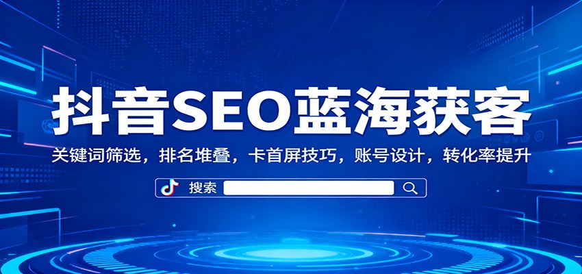 抖音SEO蓝海获客：关键词筛选，排名堆叠，卡首屏技巧，账号设计，转化率提升-韬哥副业项目资源网