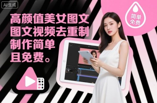高颜值美女图文视频去重制作教学，制作简单且免费-韬哥副业项目资源网