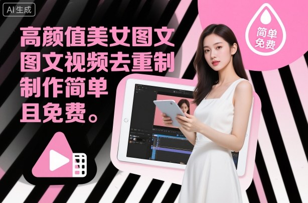 高颜值美女图文视频去重制作教学，制作简单且免费-韬哥副业项目资源网