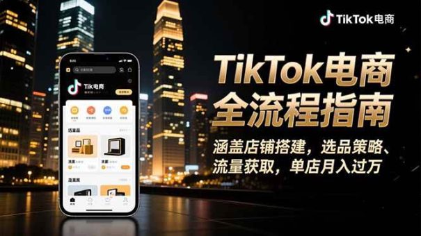 (16524期)TikTok电商全流程指南,涵盖店铺搭建、选品策略、流量获取,单店月入过万-韬哥副业项目资源网