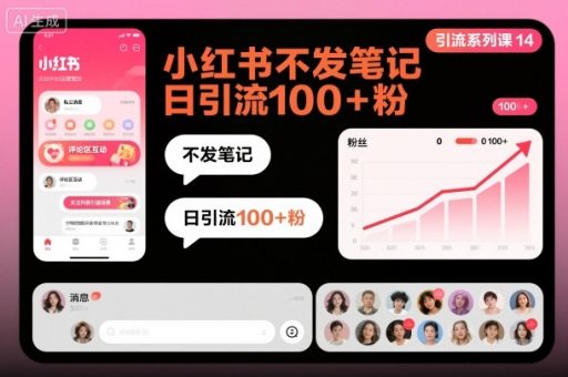 引流系列课14：小红书不发笔记日引流100+粉-韬哥副业项目资源网