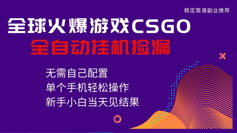 火爆游戏CSGO全自动捡漏，独家最新玩法，单个手机可操作，新手小白日入500+-韬哥副业项目资源网