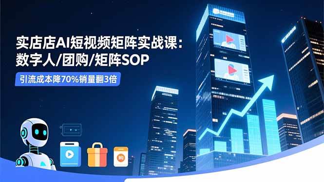 （16539期）实体店AI短视频矩阵实战课：数字人/团购/矩阵SOP，引流成本降70%销量翻3倍-韬哥副业项目资源网
