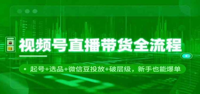 视频号直播带货全流程：起号+选品+微信豆投放+破层级，新手也能爆单-韬哥副业项目资源网