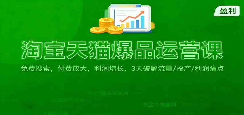 淘宝天猫爆品运营课：免费搜索，付费放大，利润增长，3 天破解流量/ 投产/利润痛点-韬哥副业项目资源网