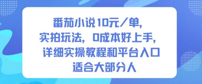 番茄小说10米每单,实拍玩法,0成本好上手,详细实操教程和平台入口适合大部分人-韬哥副业项目资源网
