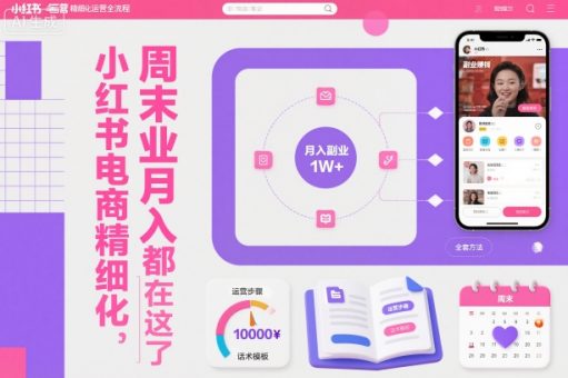 小红书电商精细化运营全流程，周末副业月入1W+，全套方法都在这了-韬哥副业项目资源网