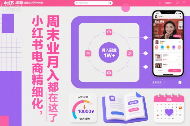 小红书电商精细化运营全流程，周末副业月入1W+，全套方法都在这了-韬哥副业项目资源网