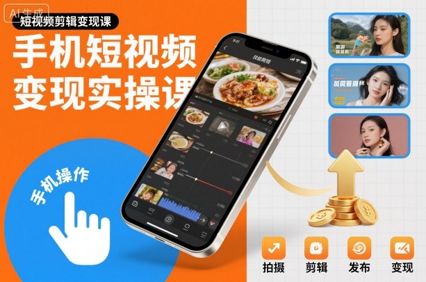 手机短视频变现实操课,短视频剪辑变现课-韬哥副业项目资源网