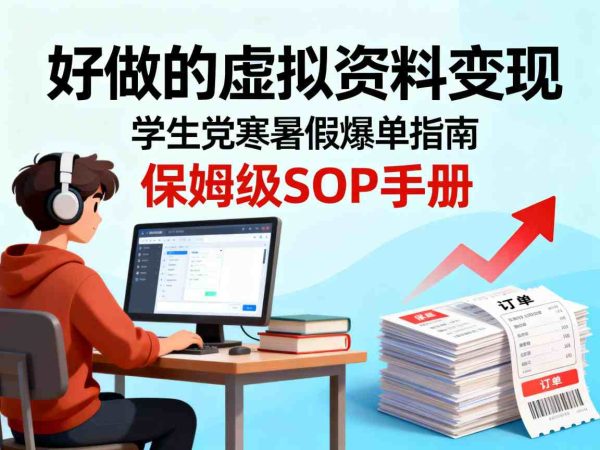 好做的虚拟资料变现，针对学生群体，寒暑假销量夸张【保姆级SOP手册】-韬哥副业项目资源网