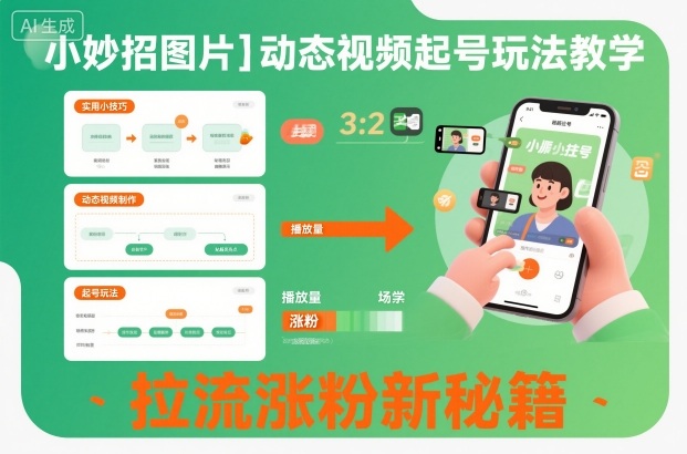小妙招图片＋动态视频起号玩法教学，拉流涨粉新秘籍-韬哥副业项目资源网