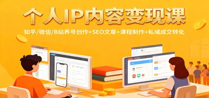个人IP内容变现课：知乎/微信/B站养号创作+SEO文章+课程制作+私域成交转化-韬哥副业项目资源网