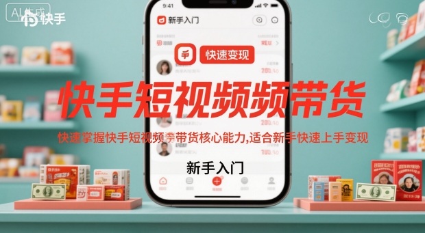 快手短视频带货，快速掌握快手短视频带货核心能力，适合新手快速上手变现-韬哥副业项目资源网