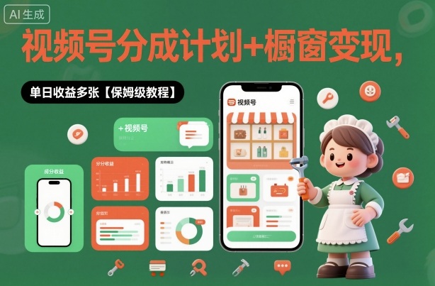 外面收费1980视频号分成计划+橱窗变现，单日收益多张【保姆级教程】-韬哥副业项目资源网