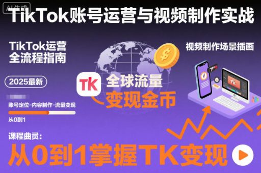 2025最新TikTok账号运营与视频制作实战全流程,从0到1掌握TK变现(含11月最新TK搬运技术)-韬哥副业项目资源网