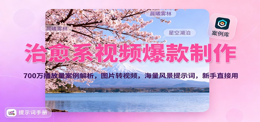 治愈系视频爆款制作，700万播放量案例解析，图片转视频，海量风景提示词，新手直接用-韬哥副业项目资源网