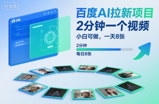 百度AI拉新项目，2分钟一个视频，小白可做，一天8张【附案例+保姆级教程】-韬哥副业项目资源网