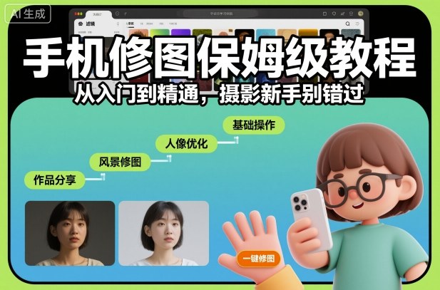 手机修图保姆级教程，从入门到精通，摄影新手别错过-韬哥副业项目资源网