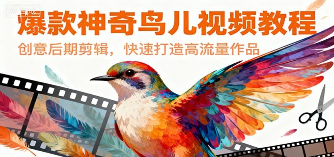 爆款神奇鸟儿视频教程，创意后期剪辑，快速打造高流量作品-韬哥副业项目资源网