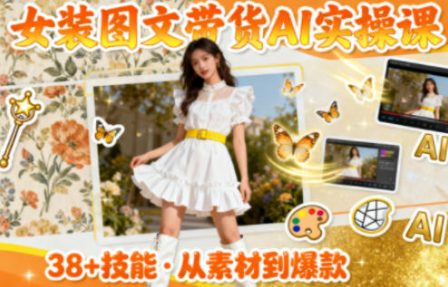 女装图文带货的AI实操课，覆盖38个实用技能，快速提升素材制作效率-韬哥副业项目资源网