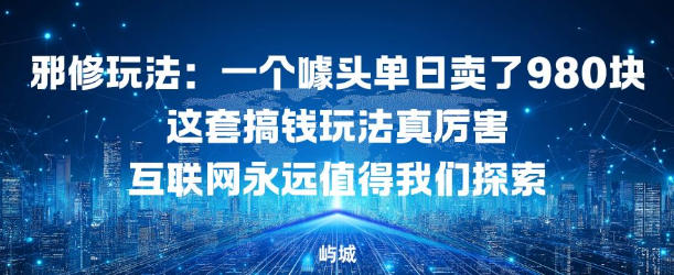 邪修玩法：一个噱头单日卖了980米这套搞钱玩法真厉害互联网永远值得我们探索-韬哥副业项目资源网