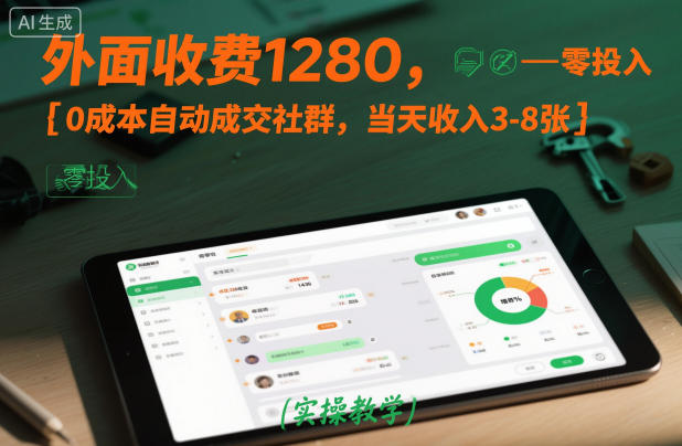 外面收费1280,0成本自动成交社群,当天收入3-8张【实操教学】-韬哥副业项目资源网