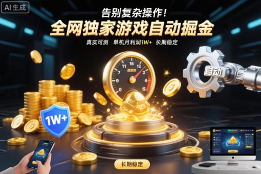 告别复杂操作！全网独家游戏自动掘金，真实可测，单机月利润1W+，长期稳定【揭秘】-韬哥副业项目资源网