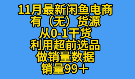 K总部落《11月最新闲鱼有无货源从0-1干货版打造销量店铺数据》-韬哥副业项目资源网