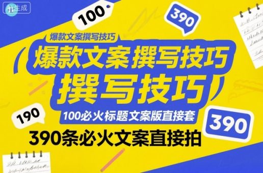 爆款文案撰写技巧,100个必火标题文案模版直接套,390条必火文案直接拍-韬哥副业项目资源网