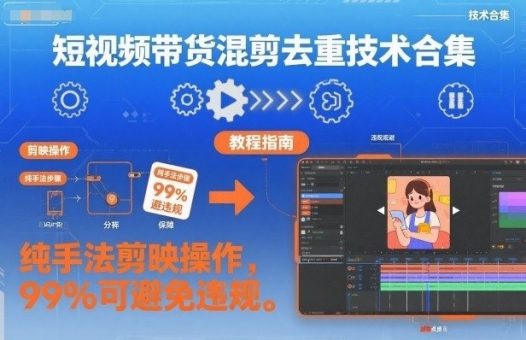 短视频带货混剪去重技术合集，纯手法剪映操作，99%可避免违规-韬哥副业项目资源网