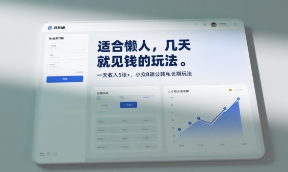 适合懒人，几天就见钱的玩法，一天收入5张+，小众B端公转私长期玩法-韬哥副业项目资源网