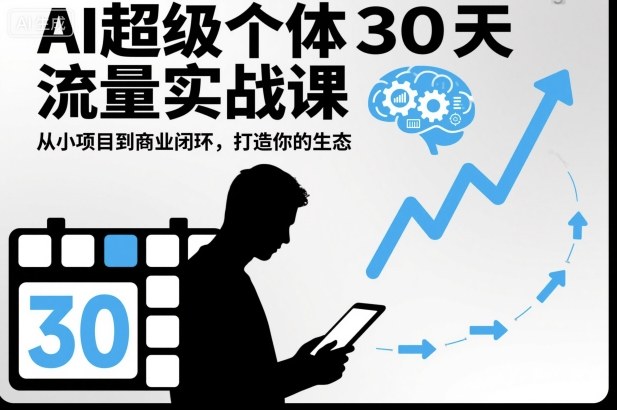 AI超级个体30天流量实战课，从小项目到商业闭环，打造你的生态-韬哥副业项目资源网