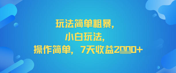 玩法简单粗暴,小白玩法,操作简单,7天收益2k+-韬哥副业项目资源网