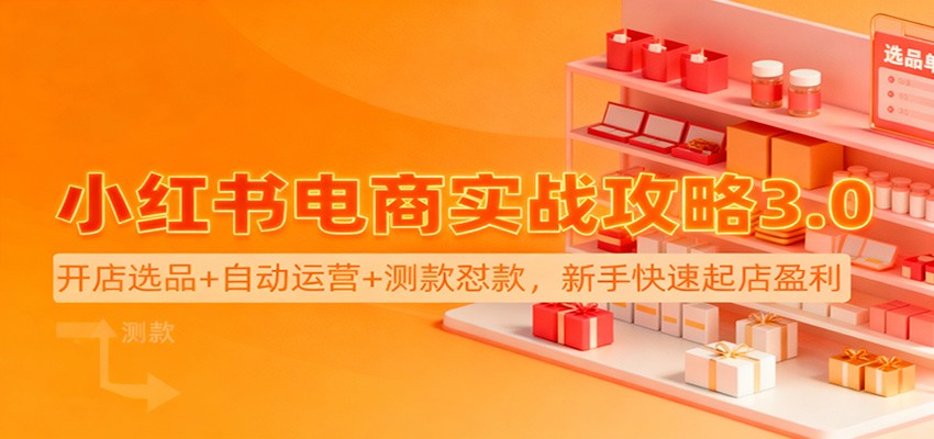 小红书电商实战攻略3.0:开店选品+自动运营+测款怼款,新手快速起店盈利-韬哥副业项目资源网