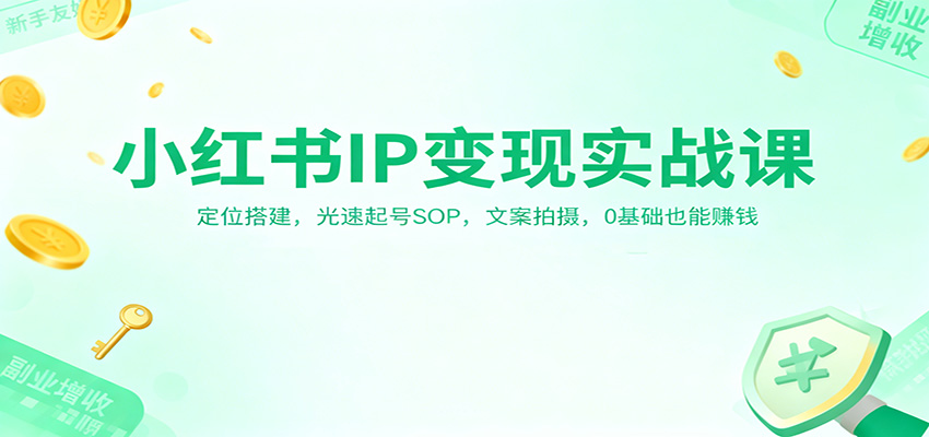 小红书IP变现实战课:定位搭建,光速起号SOP,文案拍摄,0基础也能赚钱-韬哥副业项目资源网