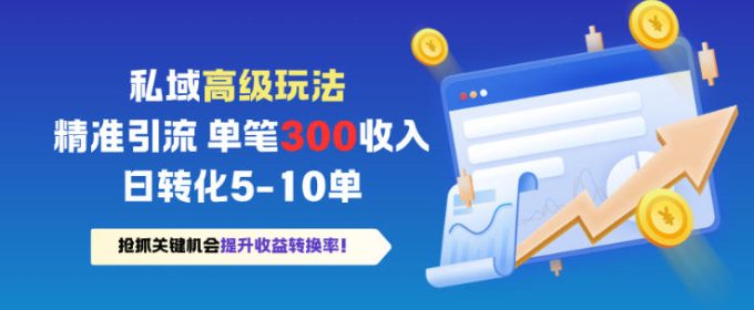 私域高级玩法，精准引流，单笔3张收益，日转化5-10单-韬哥副业项目资源网