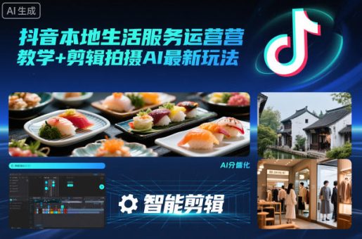 抖音本地生活服务运营教学+剪辑拍摄AI最新玩法-韬哥副业项目资源网