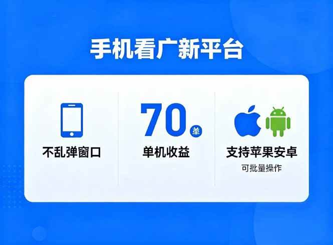 图片[1]-（16710期）看广新平台，不乱弹窗口，单机做到了70加，支持苹果和安卓可批量，做到了日入1万+-韬哥副业项目资源网