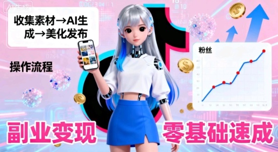 副业拆解：抖音新风口，靠AI美女图日引500粉，无需拍摄、不用真人-韬哥副业项目资源网