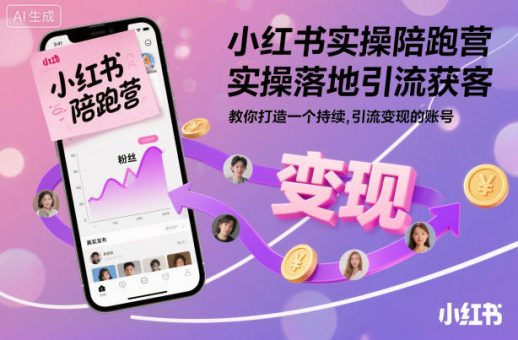小红书实操陪跑营,实操落地引流获客,教你打造一个持续引流变现的账号-韬哥副业项目资源网