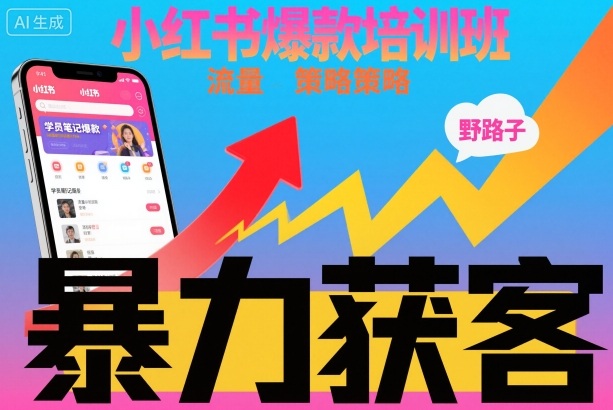 小红书爆款培训班，小红书获客野路子流量打法，暴力持续获客-韬哥副业项目资源网
