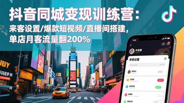 (16571期)抖音同城变现训练营:来客设置/爆款短视频/直播间搭建,单店月客流量翻200%-韬哥副业项目资源网