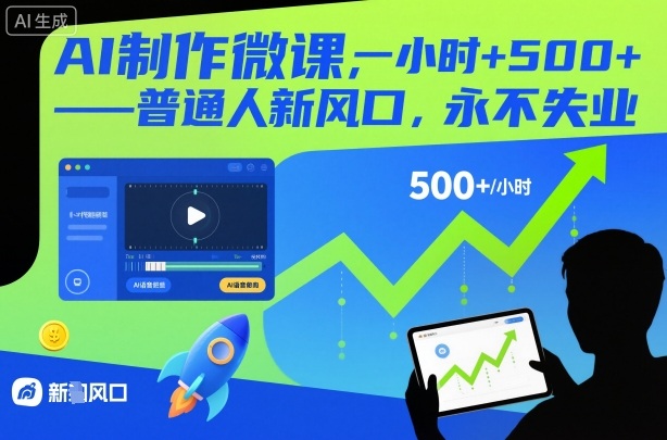 AI制作微课，一小时5张+，普通人新风口，永不失业-韬哥副业项目资源网