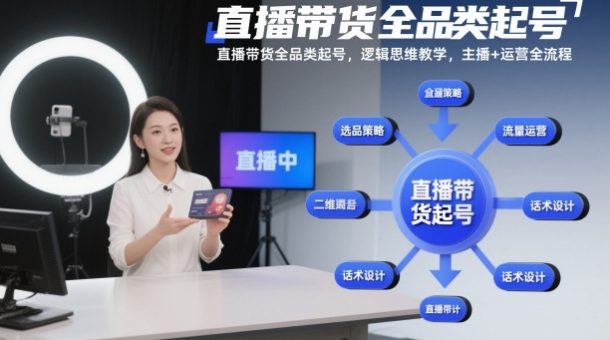 直播带货全品类起号,逻辑思维教学,主播+运营全流程-韬哥副业项目资源网
