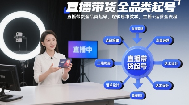 直播带货全品类起号，逻辑思维教学，主播+运营全流程-韬哥副业项目资源网