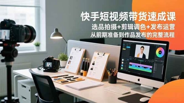 （16752期）快手短视频带货速成课，选品拍摄+剪辑调色+发布运营，从前期准备到作品发布的完整流程-韬哥副业项目资源网